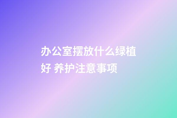 办公室摆放什么绿植好 养护注意事项